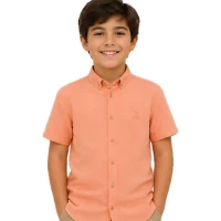 warm-peach-short-sleeve-boys-shirt-front